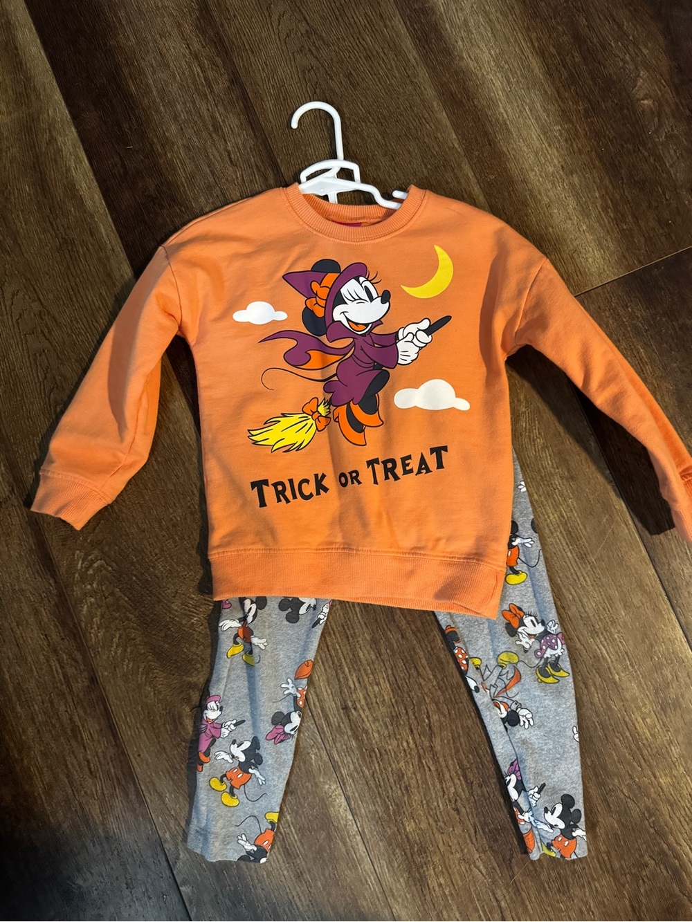 Disney Orange Minnie Mouse Halloween Sweatshirt & Leggings Set